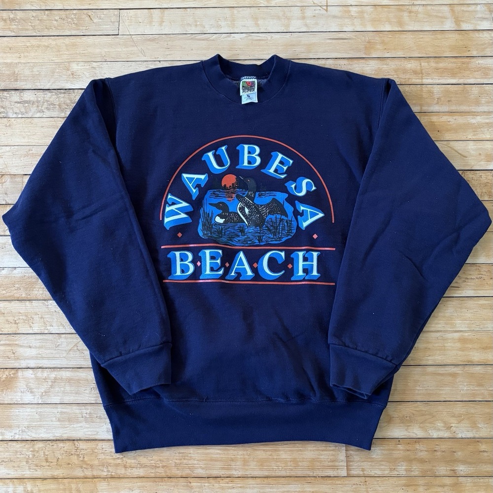 VTG 90s Ducks Habitat Nature Crewneck Sweatshirt Heavyweight Size L Made In USA